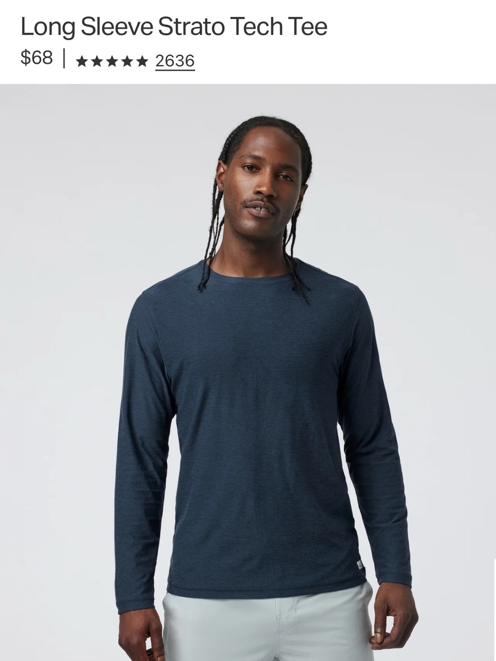Vuori Long Sleeve Tee - Navy